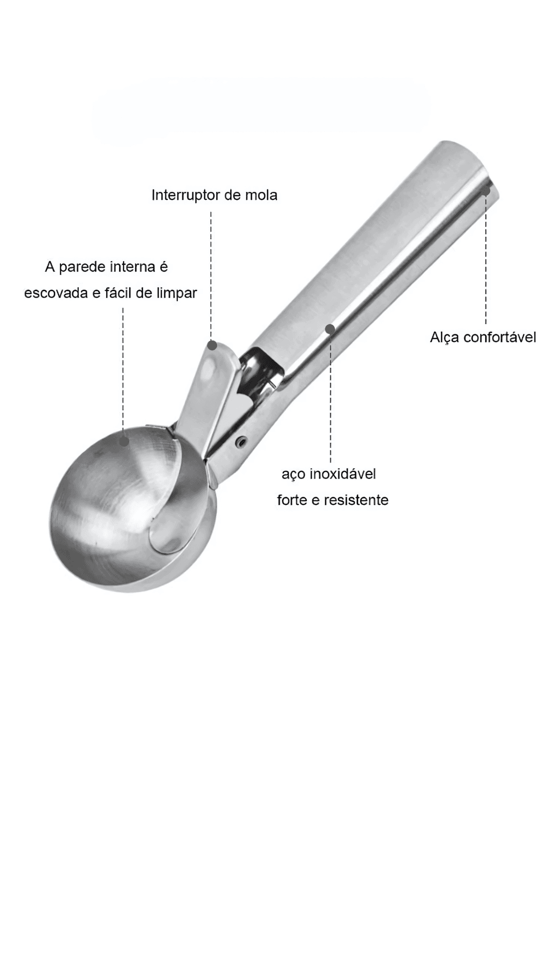 Colher De Sorvete Com Ejetor Inox 6
