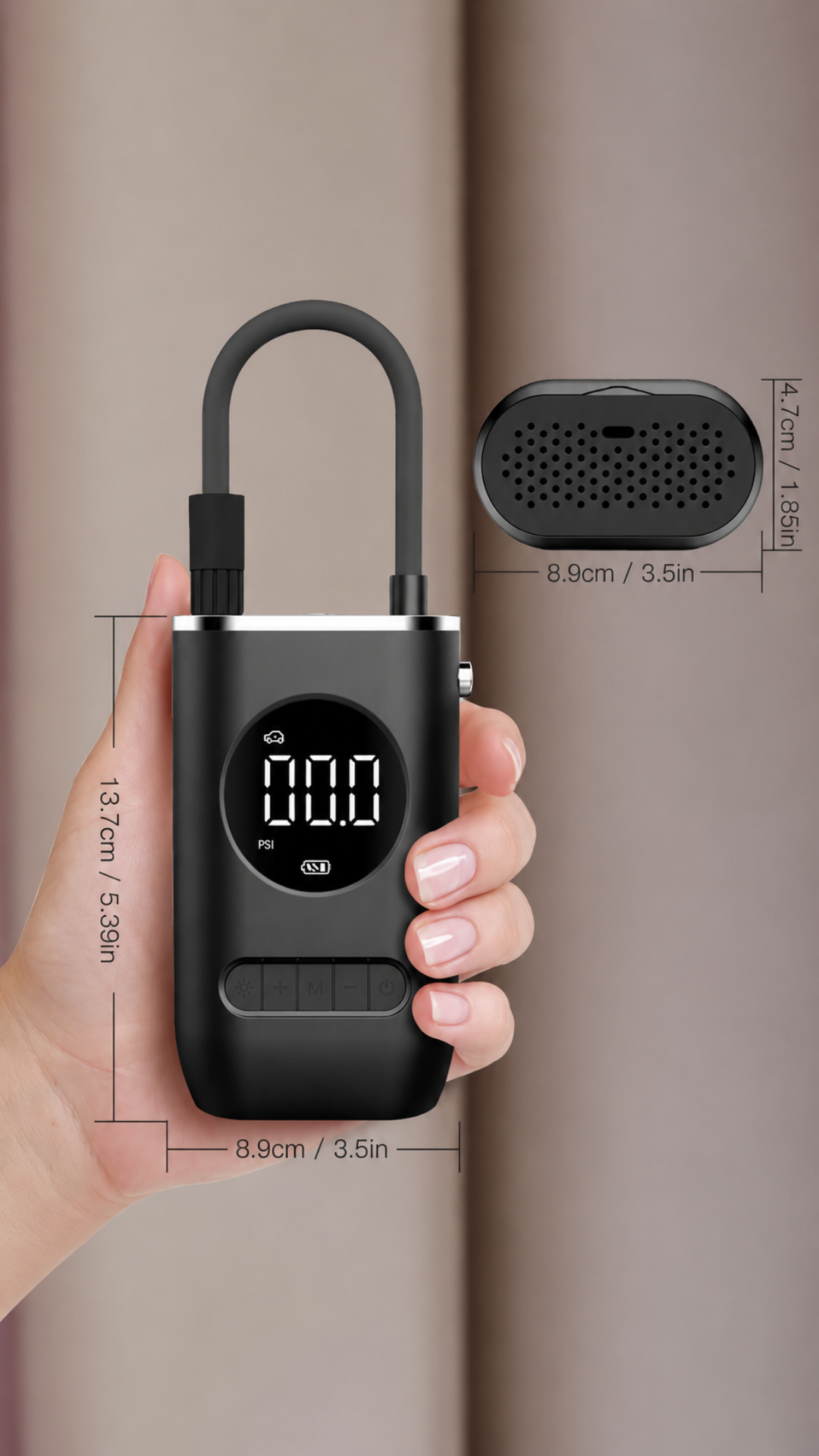 Calibrador Compressor Digital Portátil Sem Fio para Carro, Moto e Bicicleta 6