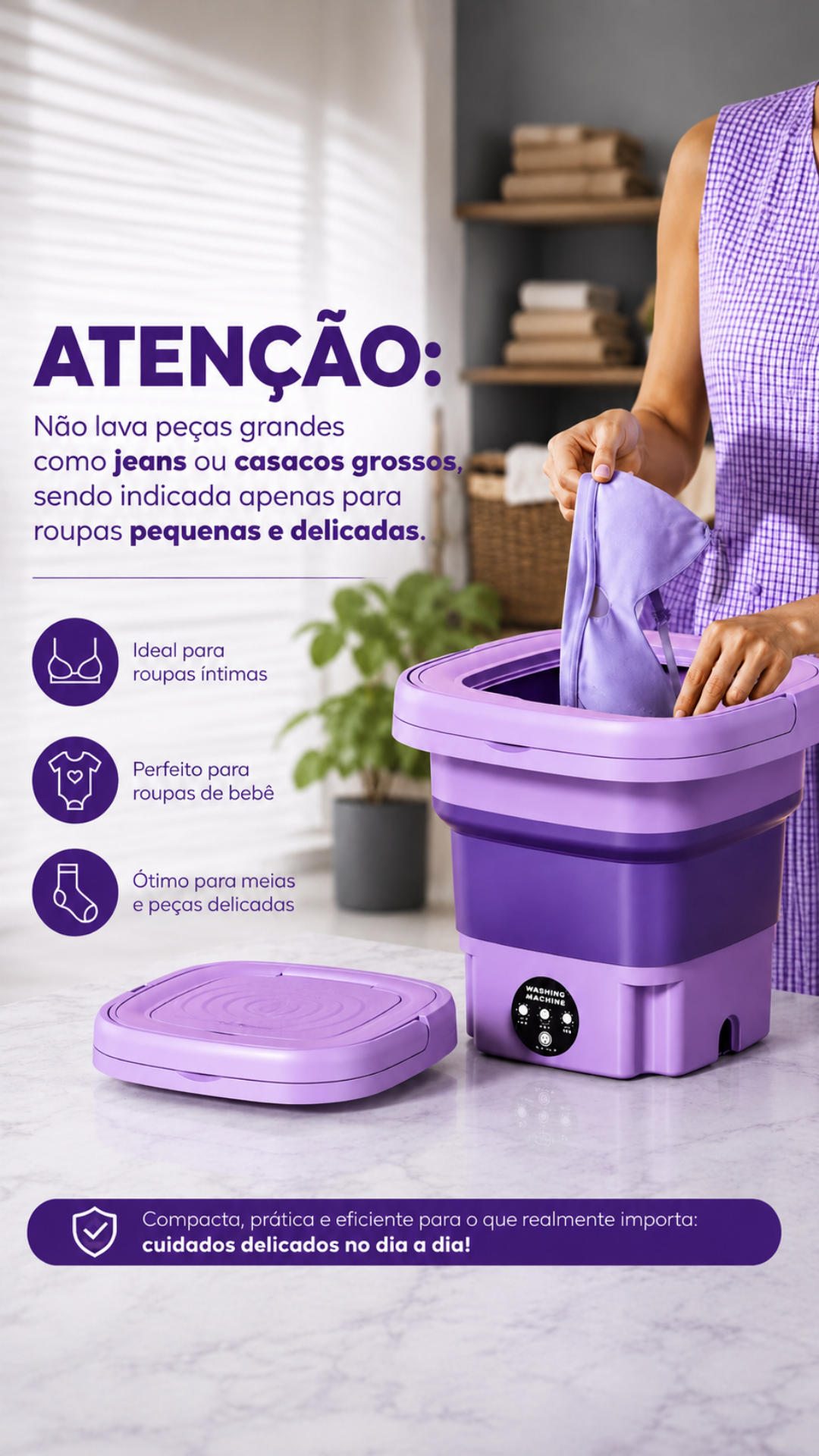 Mini Máquina Lava Roupas Portátil Dobrável 9L Bivolt 4