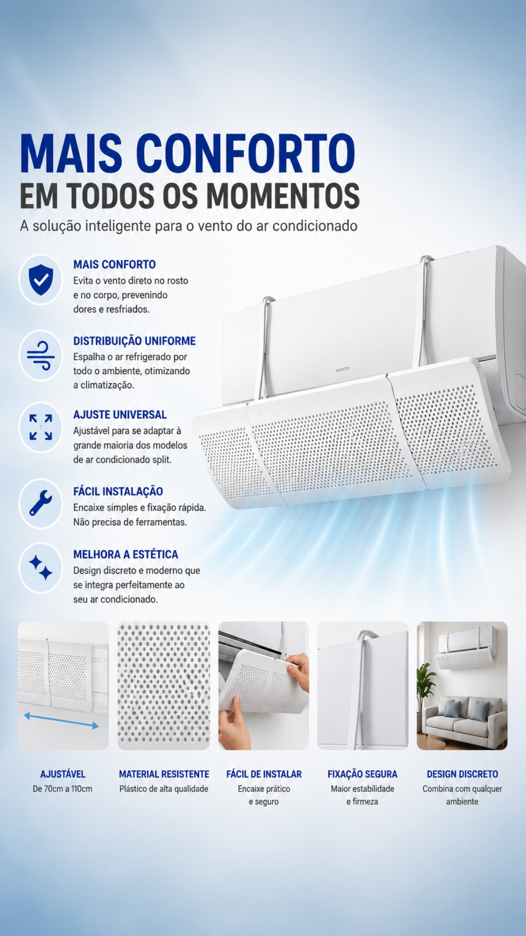 Defletor de Ar Condicionado Split Ajustável até 96 cm 3
