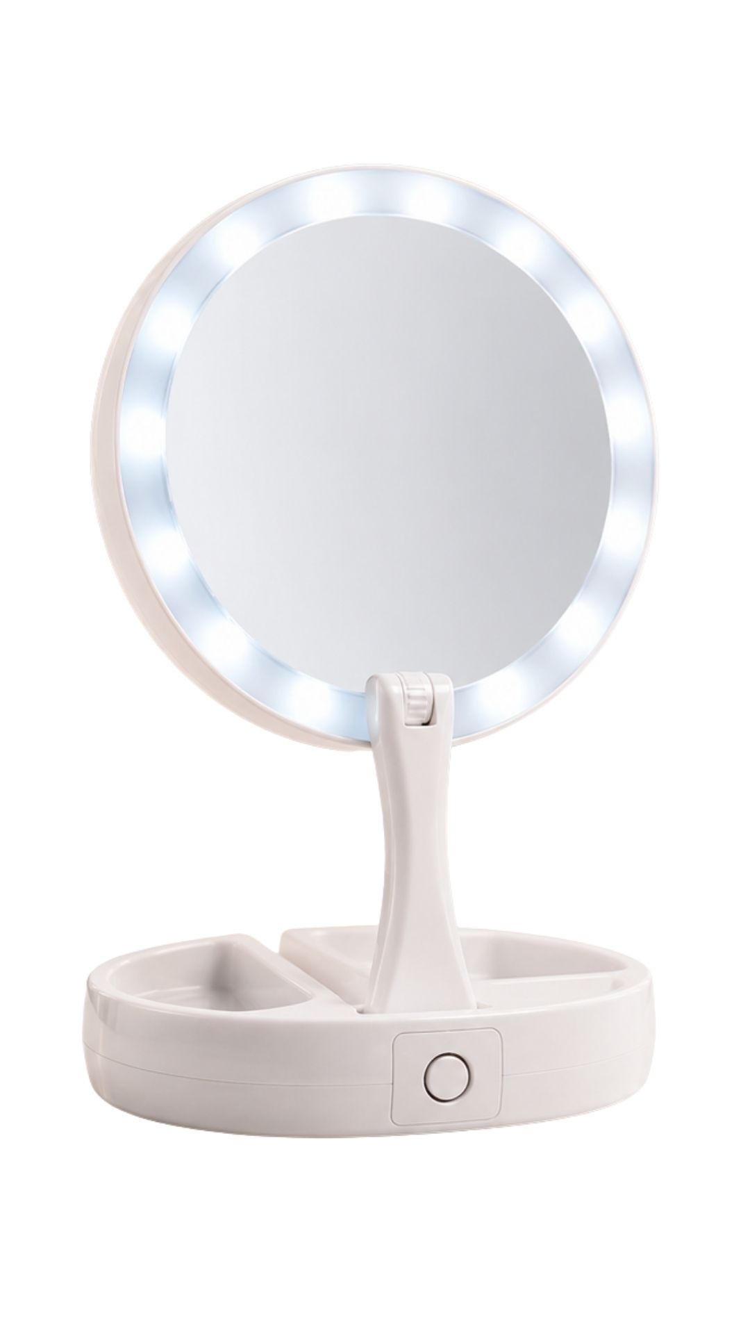 Espelho de Maquiagem LED Retrátil Dupla Face Aumento 10X 2